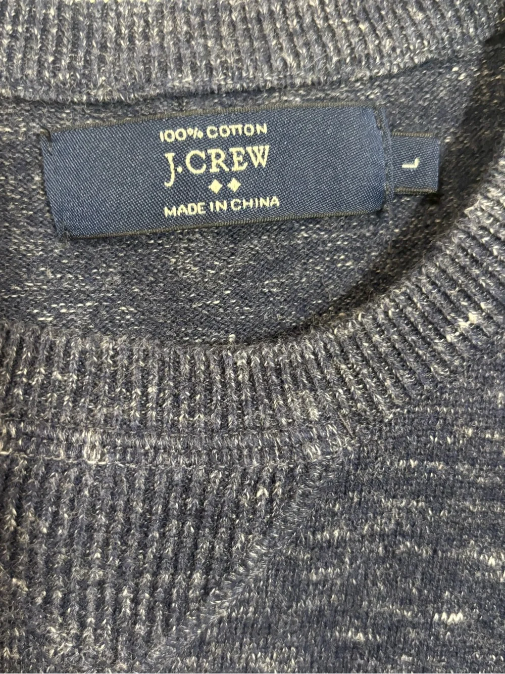 J.Crew Women’s 100% Cotton Marled Blue Crewneck Sweater Size Large